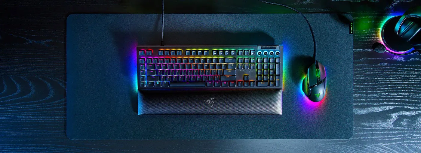Razer BlackWidow V4 wired gaming keyboard featuring full RGB lighting and control layout