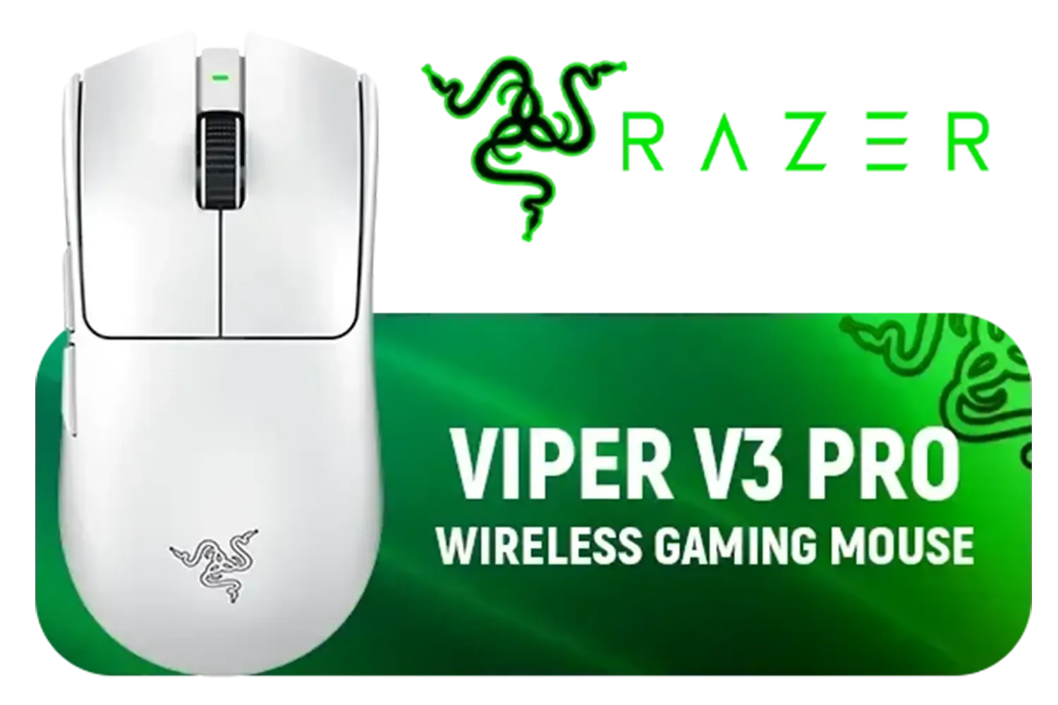 Razer Viper V3 Pro HyperSpeed Wireless Esports Gaming Mouse - White / 54g Ultra-Lightweight Design / 35K DPI Optical Sensor / Up to 95 Hr Battery Life / Mechanical Switches Gen-2 / RZ01-05120200-R3G1
