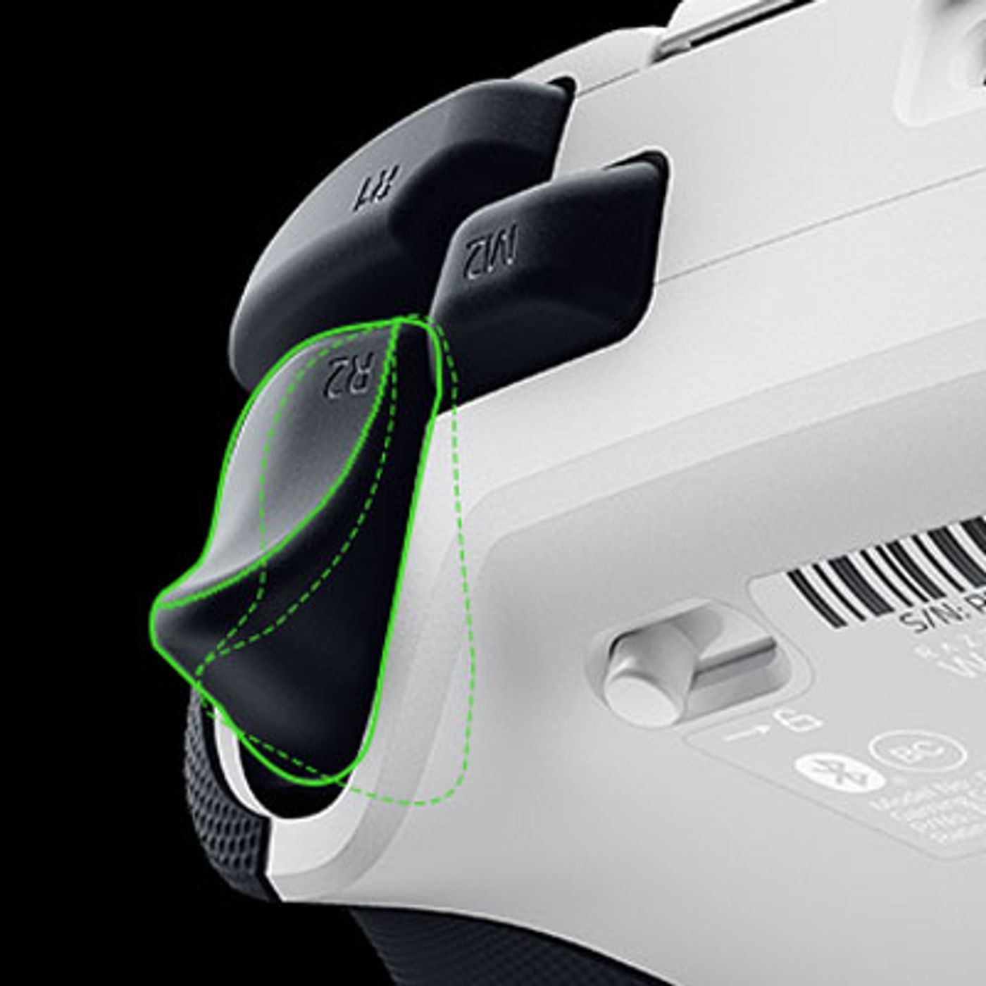 Detail view of the Razer Wolverine V2 Pro trigger and D-pad controls