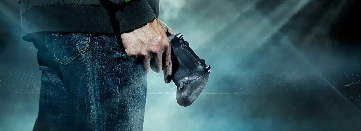 Razer Wolverine V3 Pro Wireless Gaming Controller shown from a desktop perspective