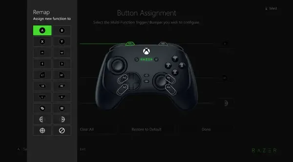 Custom button layout configuration options for gaming