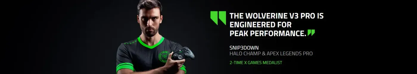 Promotional panel for the Razer Wolverine V3 Pro trigger system