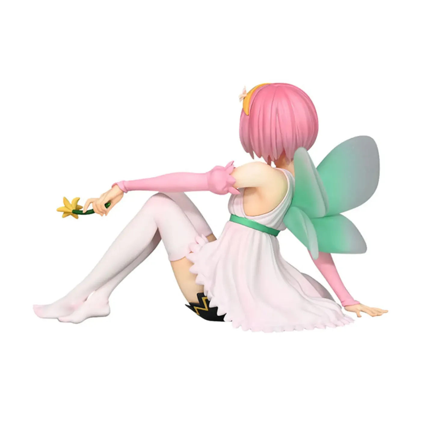 Close-up of the Ram Flower Fairy figure showing her translucent wings and flower wand