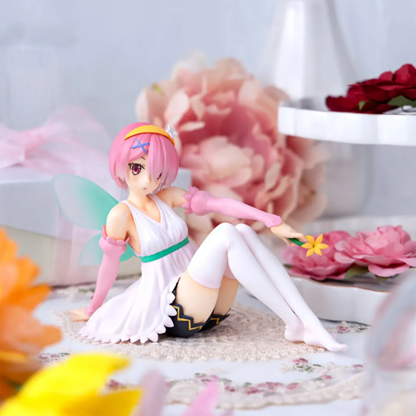 Full display view of the Re:ZERO Ram Flower Fairy Noodle Stopper collectible