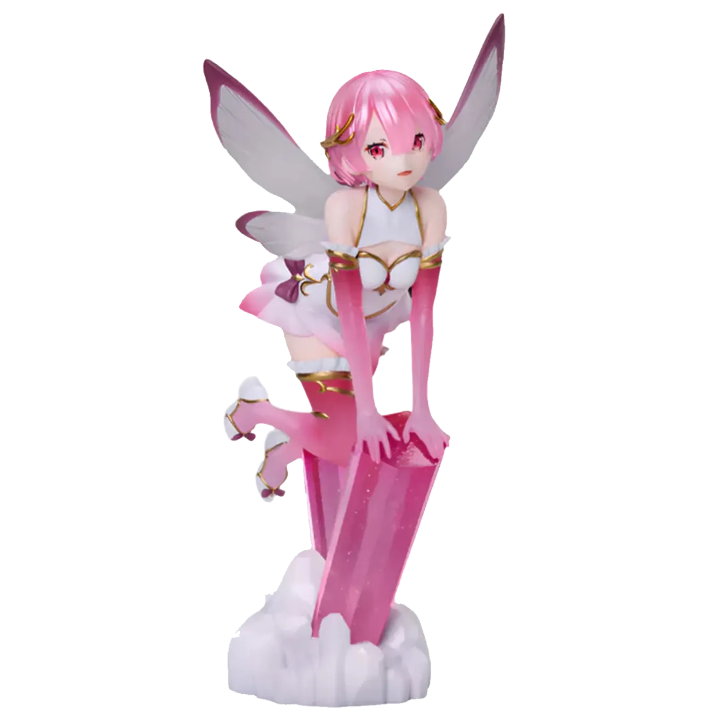 Front view of the Ram Jewel Princess figure on its pink crystal display base
