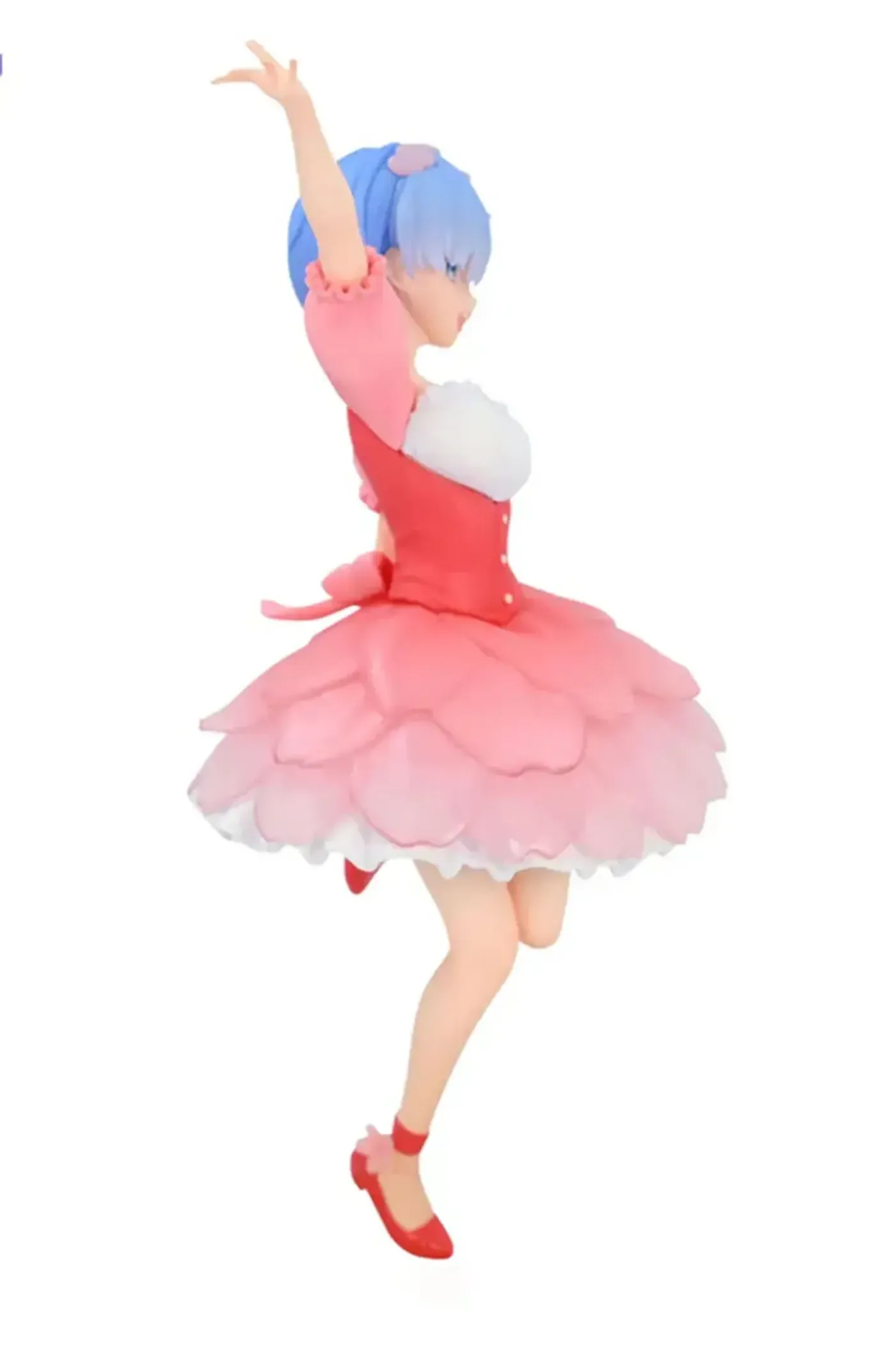 Rear angle of the Rem Cherry Blossom figure with her floral hair accessory in view