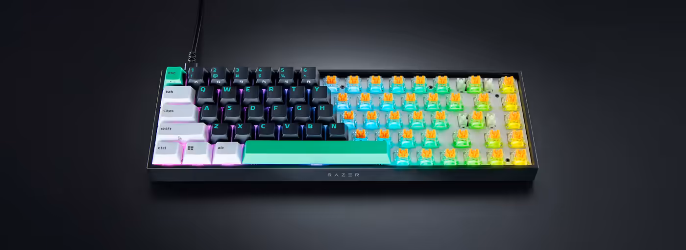 Per-key lighting powered by Razer Chroma RGB with south-facing LEDs