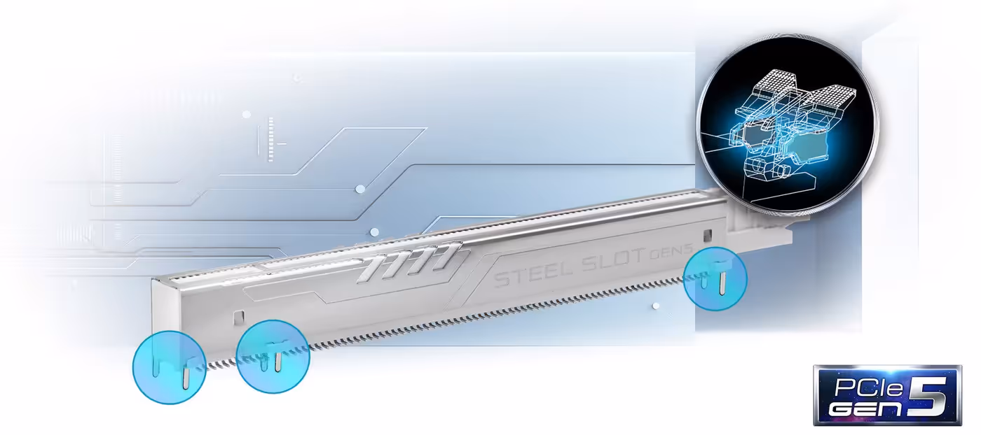 Reinforced steel slot design for PCIe 5.0 graphics card stability