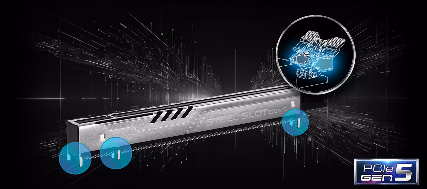 Reinforced steel slot design for PCIe 5.0 graphics card stability