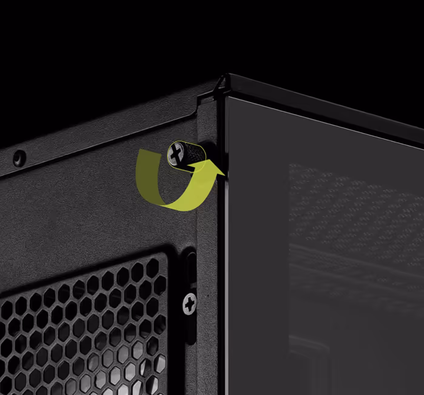 Tool-free EZ release side panel and front panel cable for simplified PC assembly