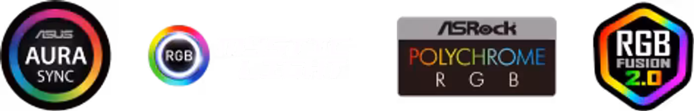 ARGB software compatibility icons for motherboard lighting control