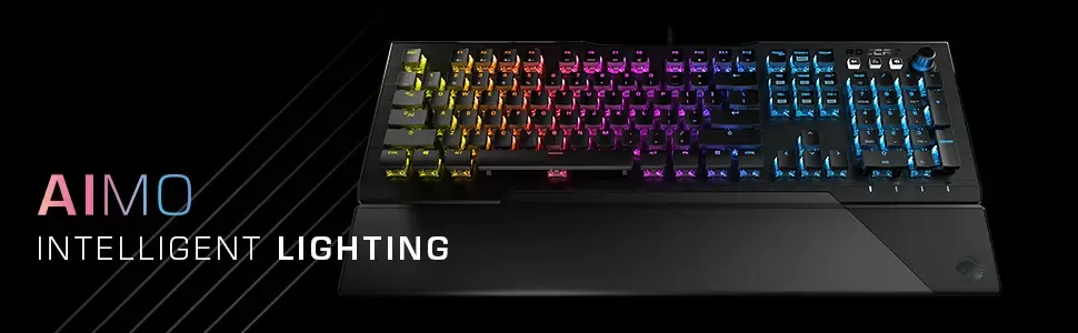 Close-up of ROCCAT Vulcan 121 AIMO Mechanical Gaming Keyboard's key switches