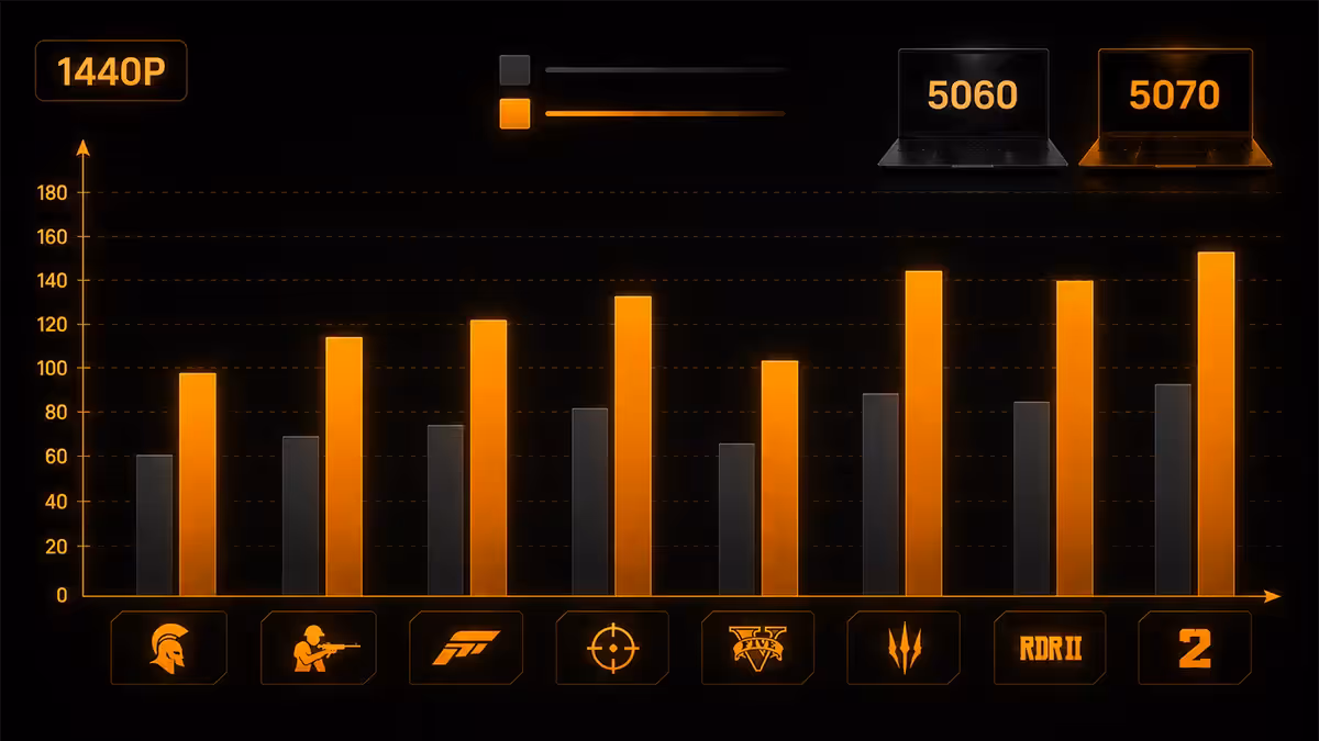RTX 5060 vs 5070 laptop FPS