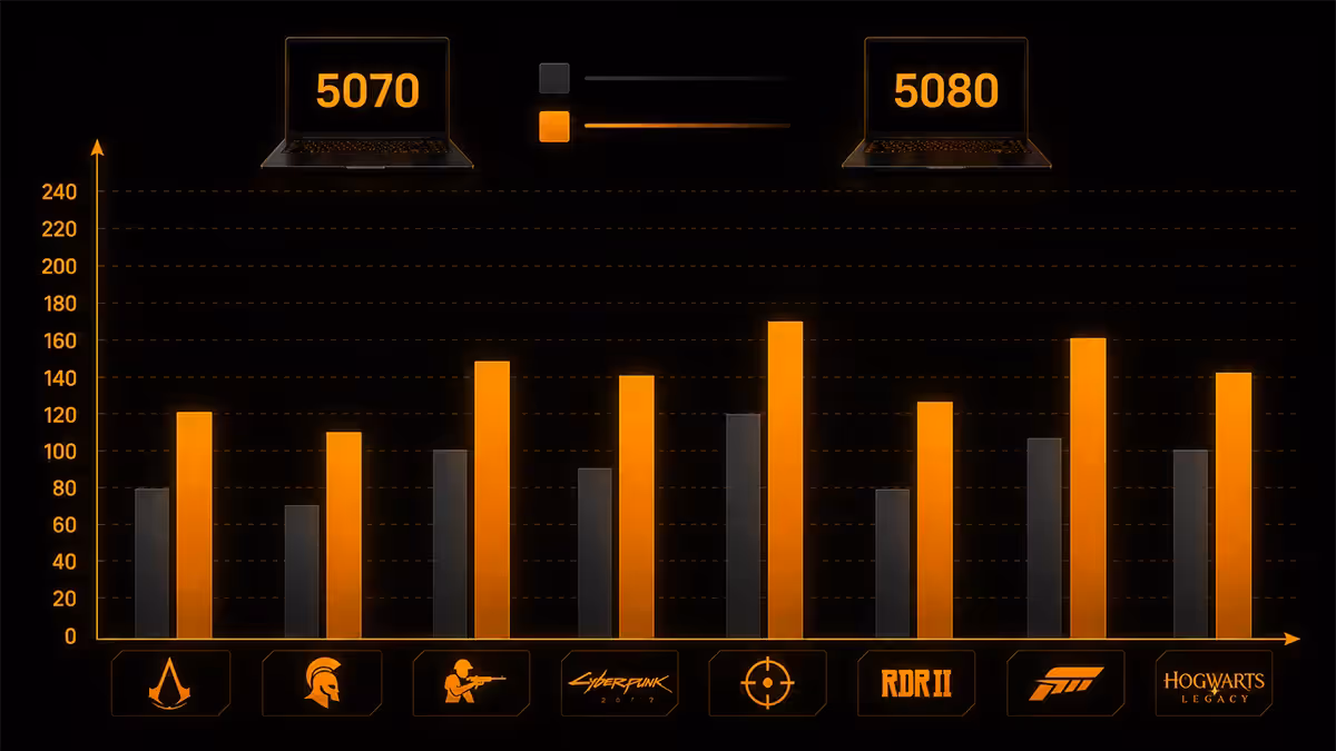 RTX 5070 vs 5080 laptop FPS