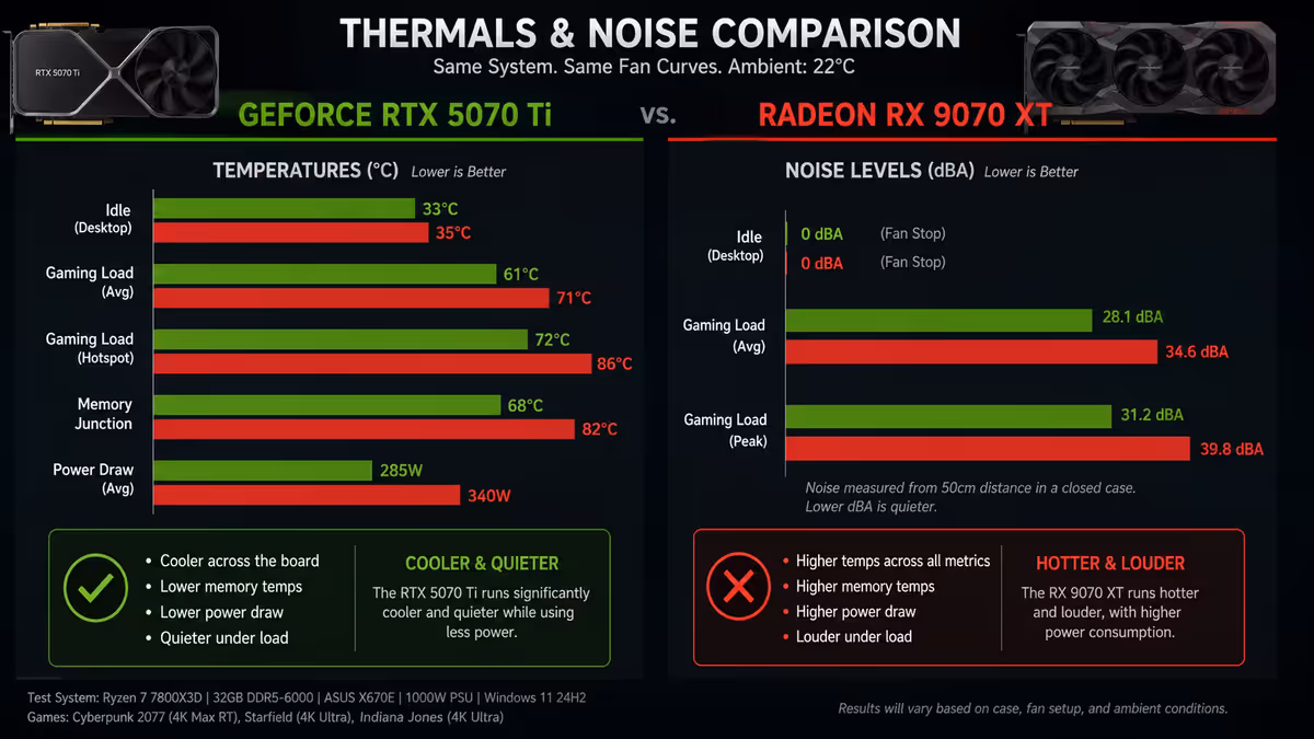 Thermals and noise comparison