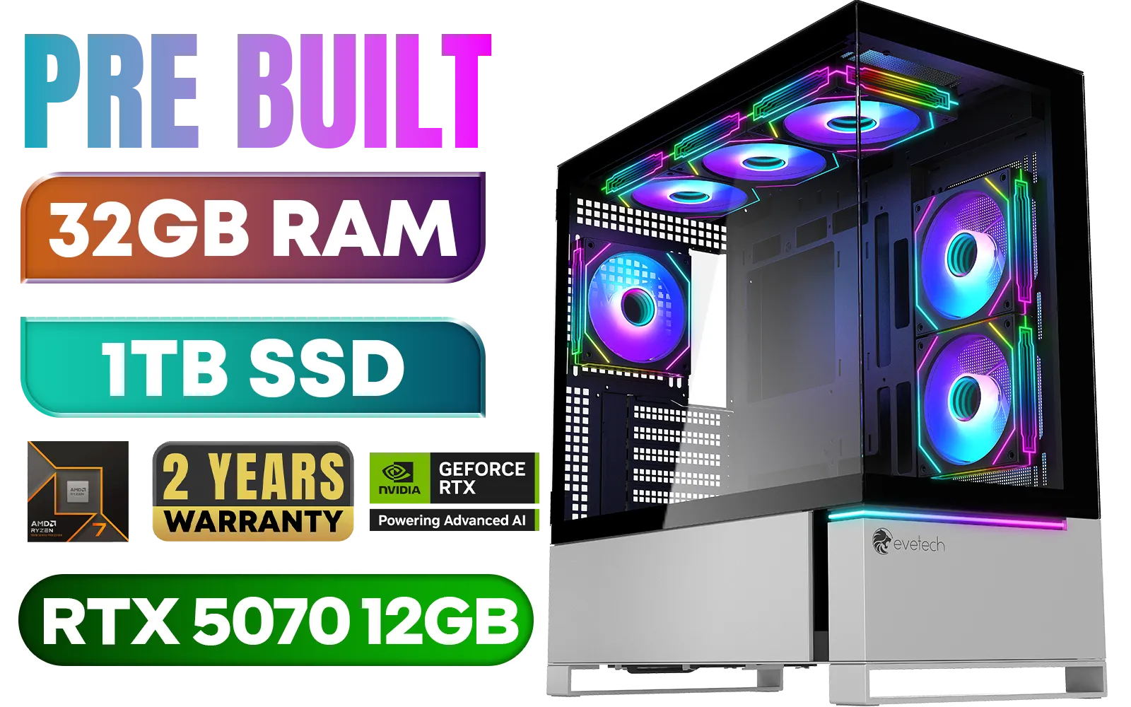 [Pre Built] AMD RYZEN 7 9700X RTX 5070 Gaming PC