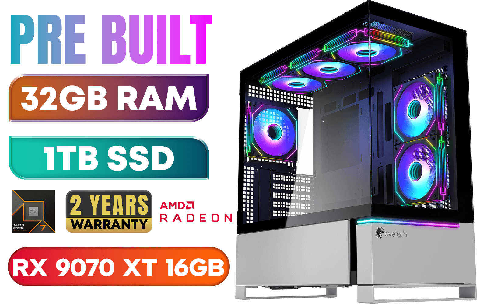 [Pre Built] AMD RYZEN 7 9700X RX 9070 XT Gaming PC