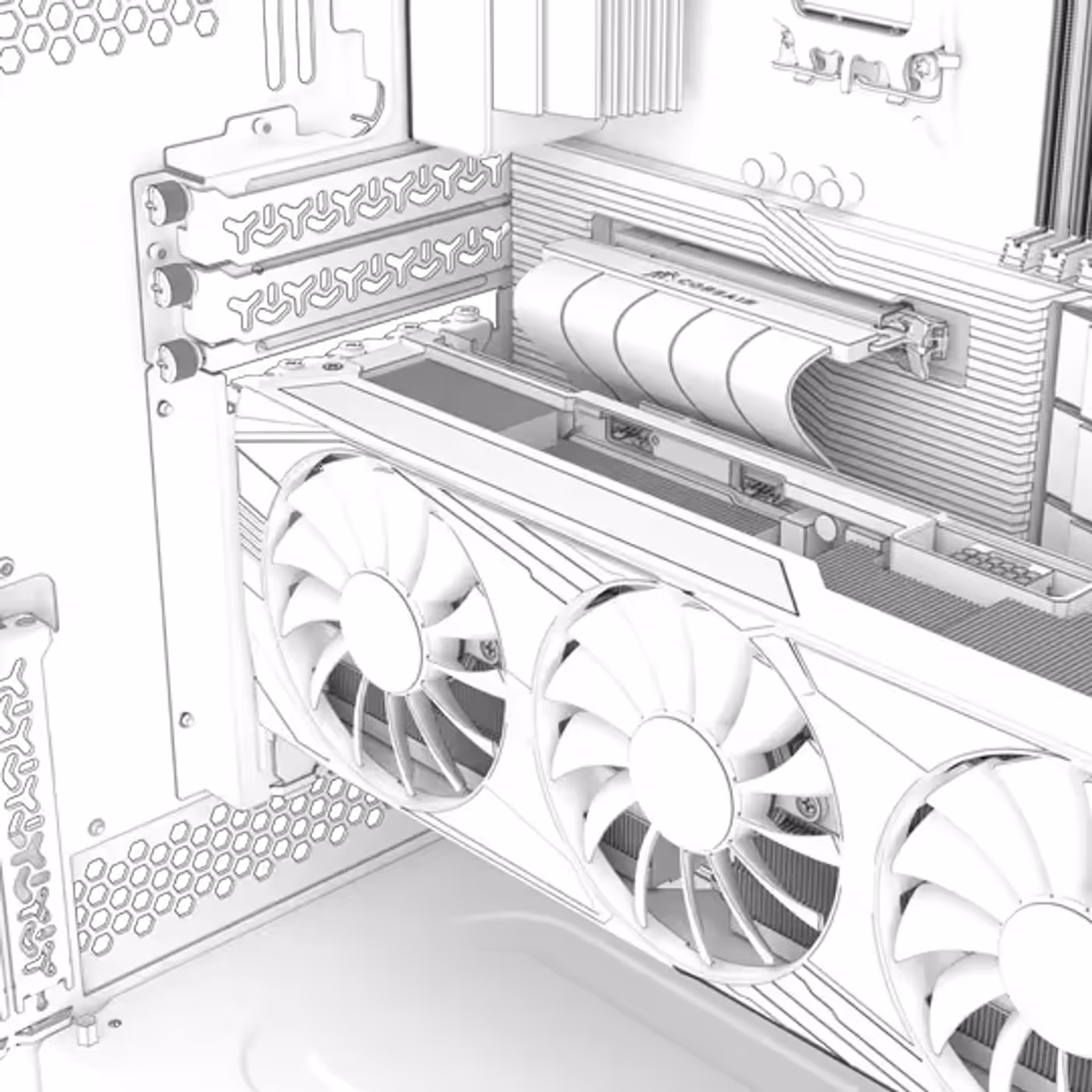 9000D graphics card installed in a vertical orientation