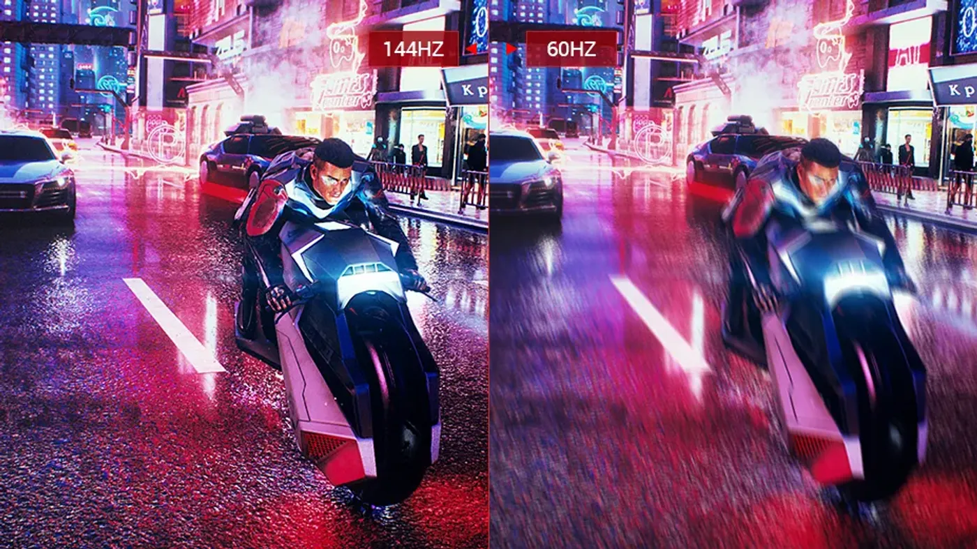 Monitor demonstrating smooth motion at 144Hz refresh rate