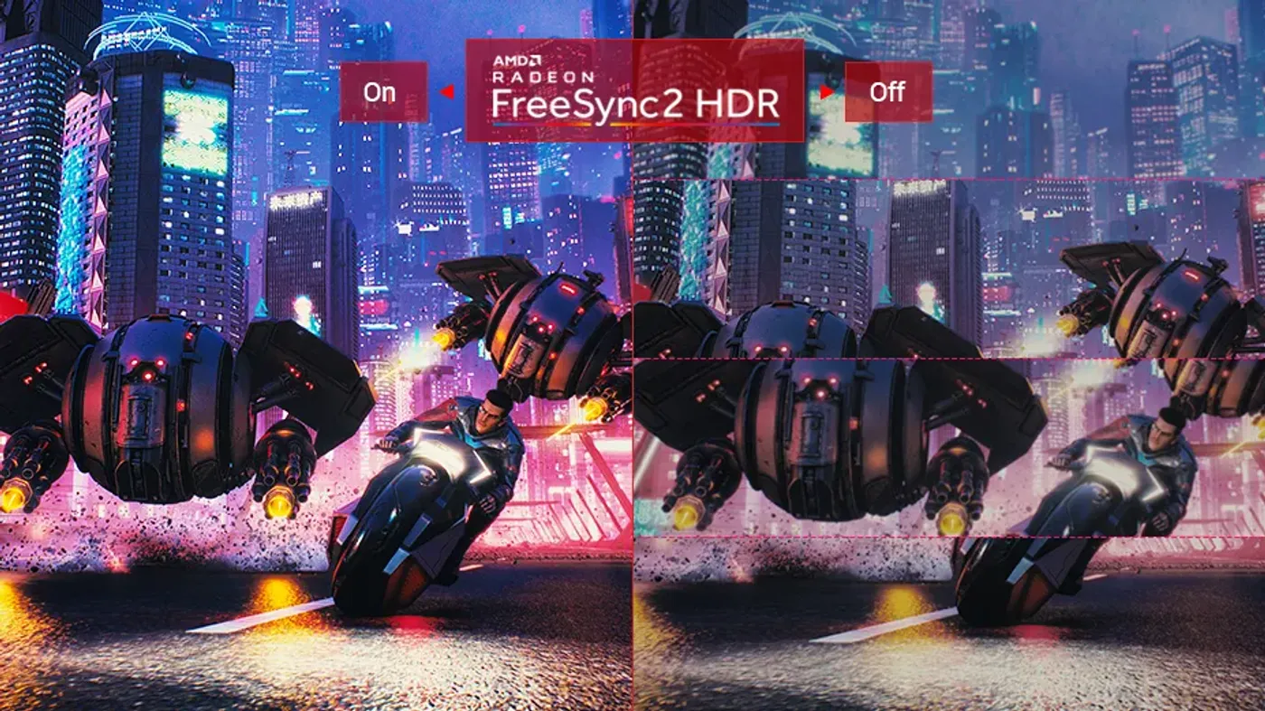 Monitor showcasing FreeSync™ Premium Pro reducing HDR input lag
