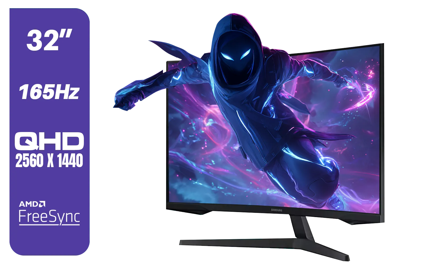 Samsung 32" Odyssey G55C QHD (2560 x 1440) Curved Gaming Monitor / 165Hz refresh rate & 1ms response time (MPRT) / 1000R Curved Screen / AMD FreeSync / LS32CG552EAXXA