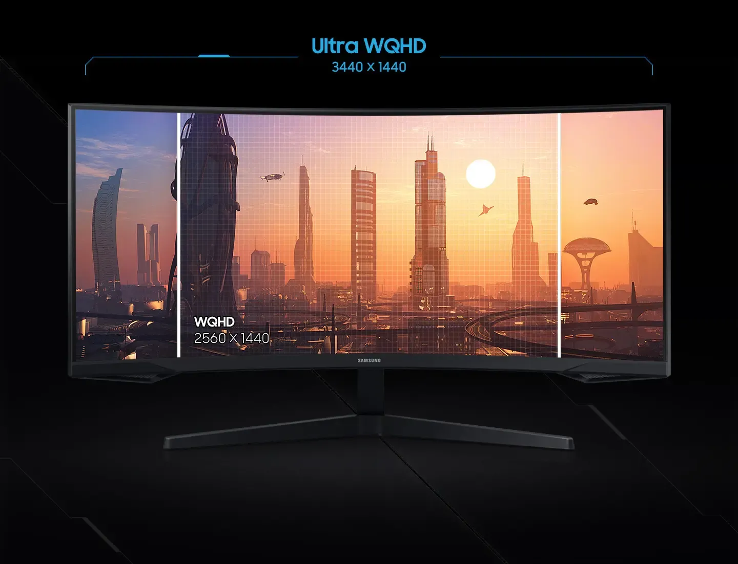 Samsung Odyssey G55T 34-Inch Ultra-Wide WQHD Gaming Monitor with Curved Screen