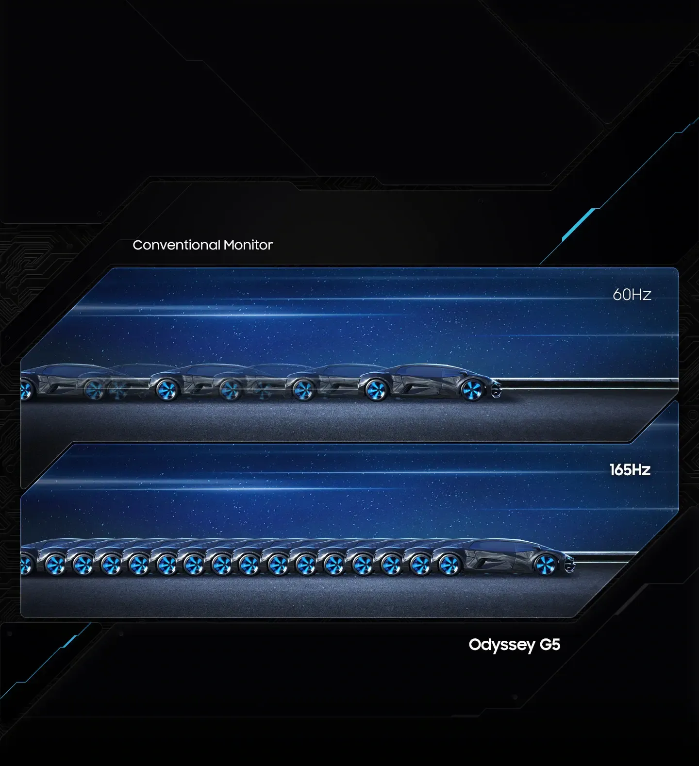 Samsung Odyssey G55T 34-Inch curved monitor demonstrating high refresh rate for smooth gameplay