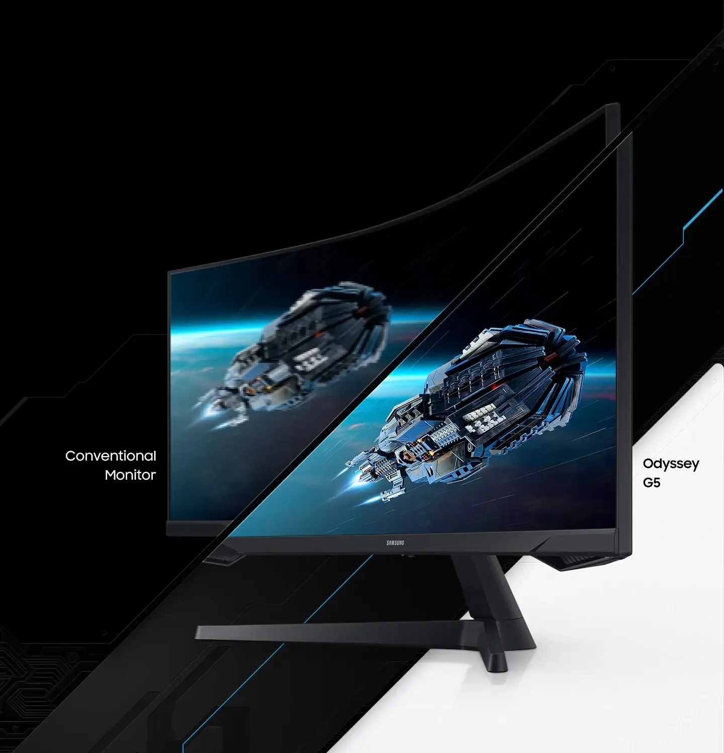 Samsung Odyssey G55T 34-inch curved gaming monitor with quick response time for competitive gaming