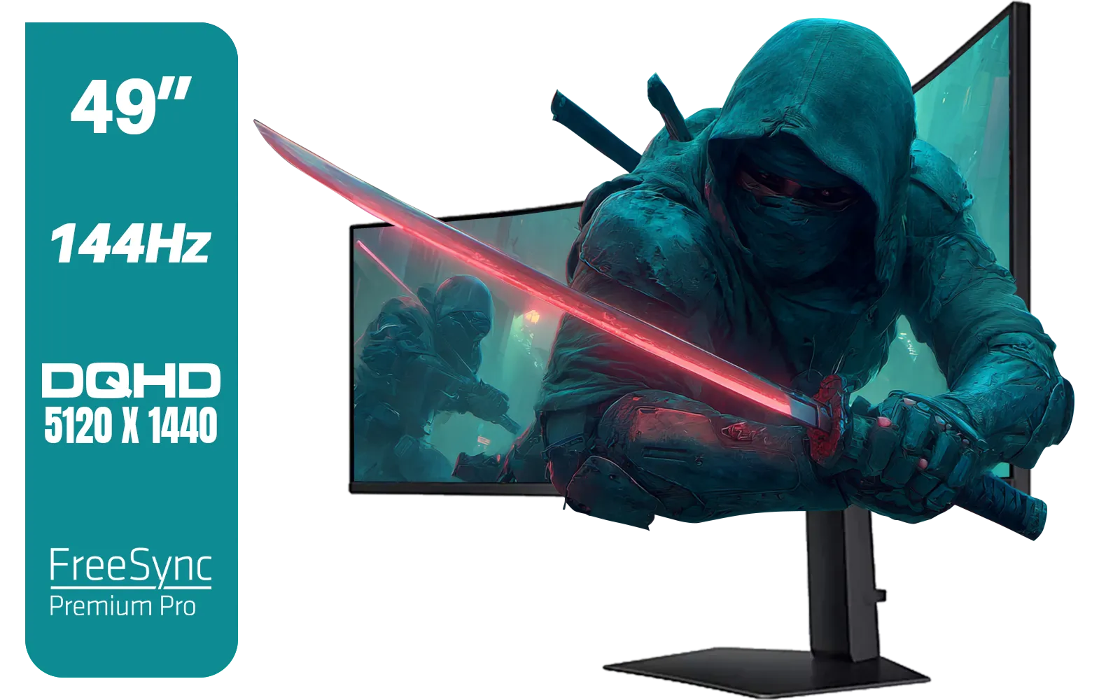 SAMSUNG Odyssey G9 Gaming 49" Monitor / DQHD (5120 x 1440) / 144Hz / GtG 1ms / FreeSync Premium Pro / LS49FG910EUXEN