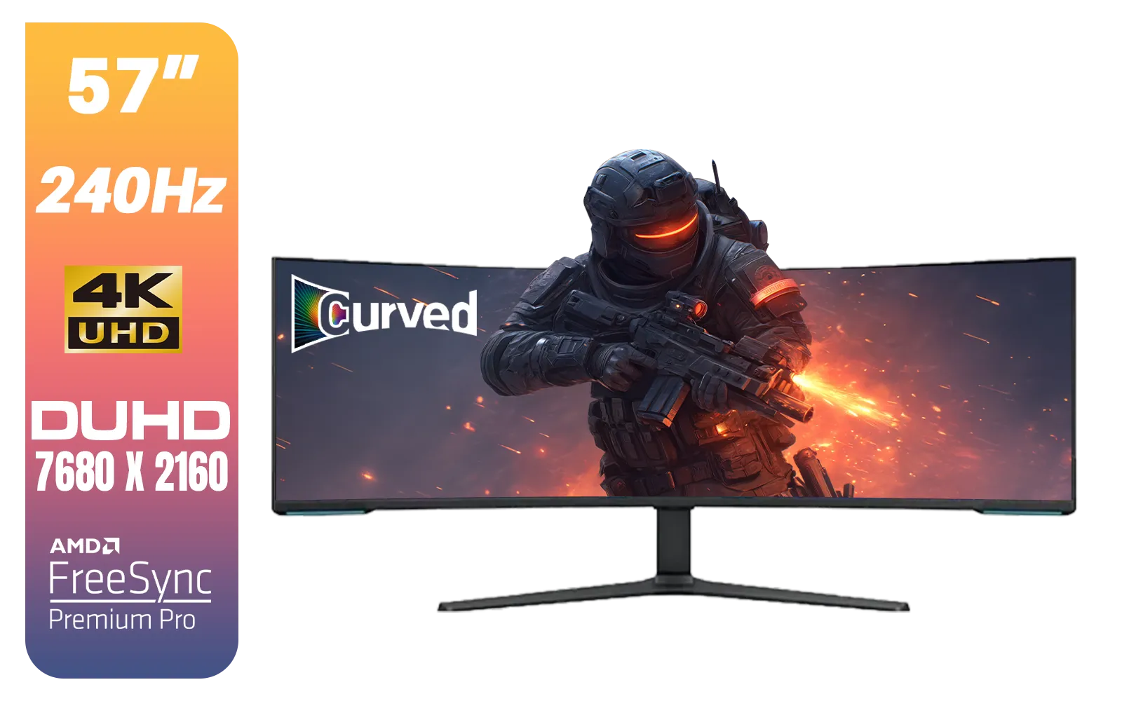 SAMSUNG 57" Odyssey Neo G9 Series Dual 4K UHD 1000R Curved Gaming Monitor, 240Hz, 1ms with DisplayPort 2.1, Quantum Mini-LED, DisplayHDR 1000, AMD FreeSync Premium Pro / LS57CG952NUXEN