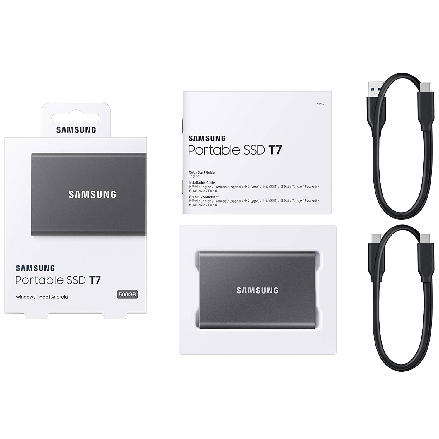 Samsung T7 1TB Portable SSD - Gray | Fast, Reliable Storage