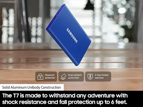 Buy Samsung T7 2TB Portable SSD - Fast & Reliable Storage - Blue