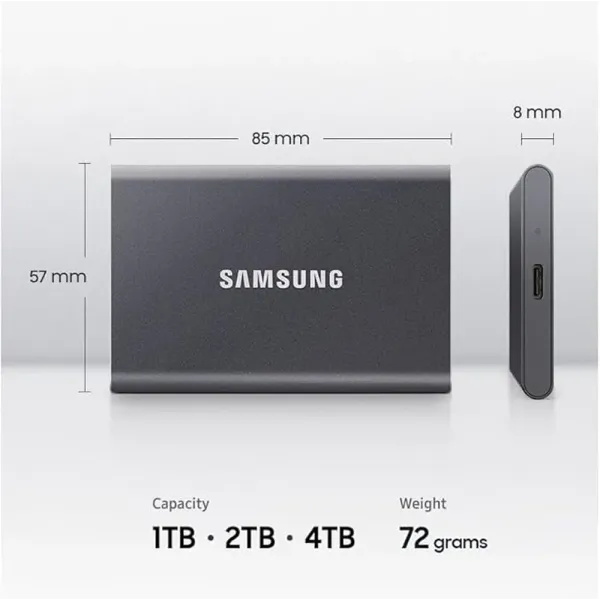 Samsung T7 4TB Grey Titanium External SSD - Fast & Portable