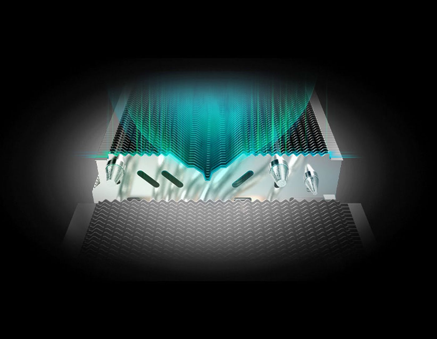 WAVE fin and V-shape fin design for optimized GPU cooling
