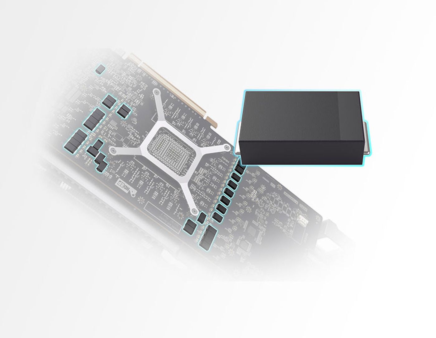Conductive polymer aluminum capacitor for stable power delivery