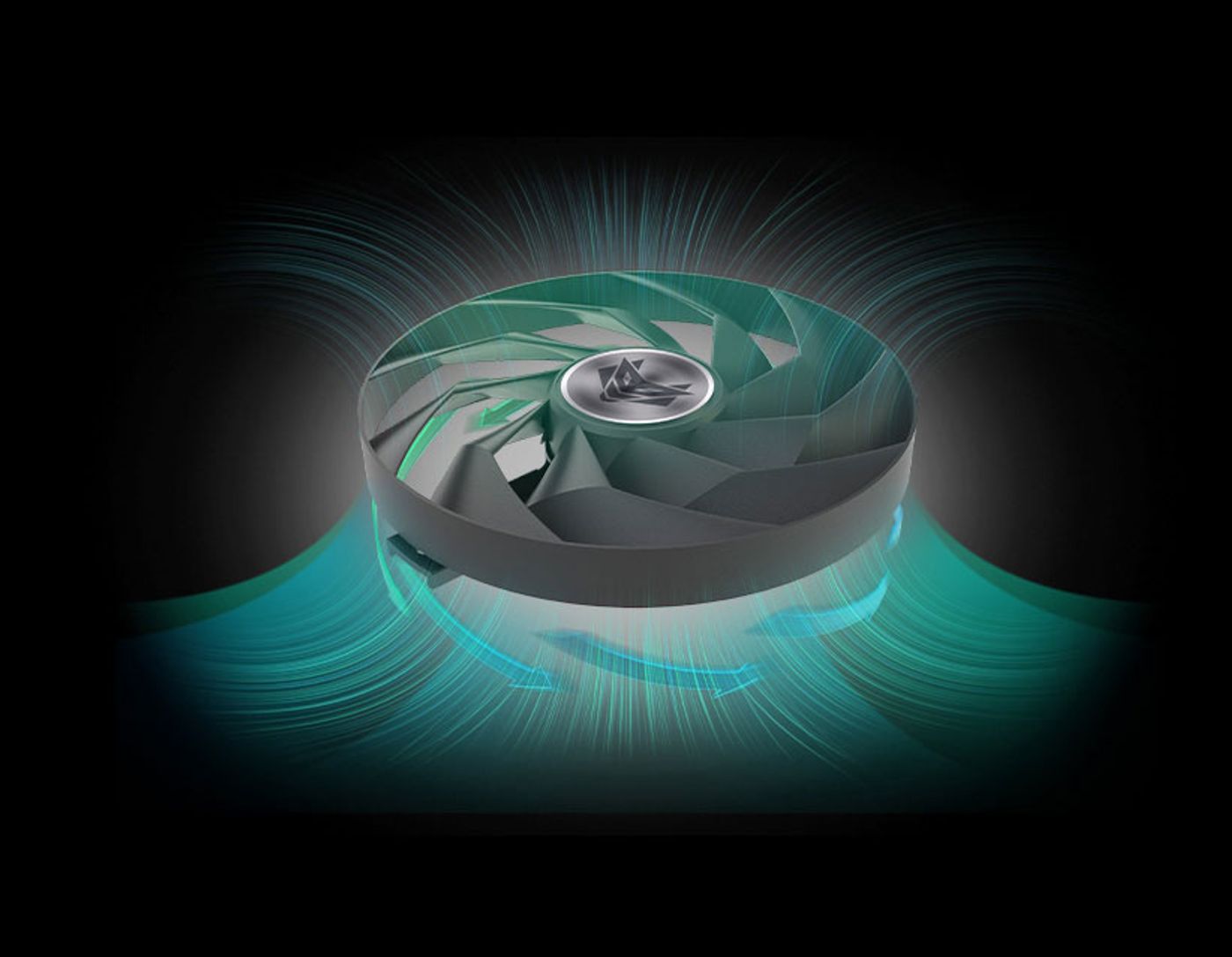 Angular velocity fan blades generating increased downward air pressure