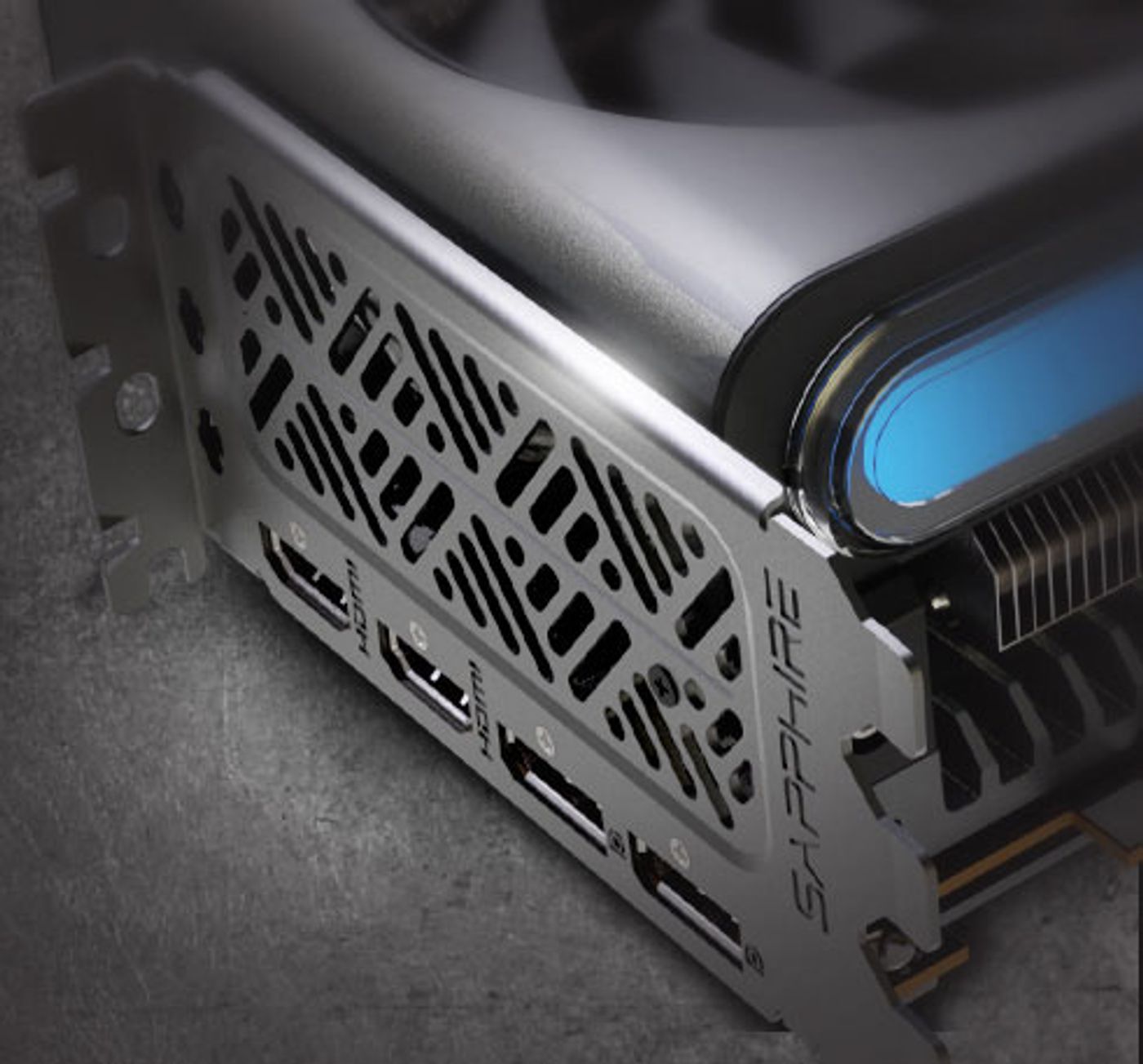 Graphics card output ports including HDMI and DisplayPort