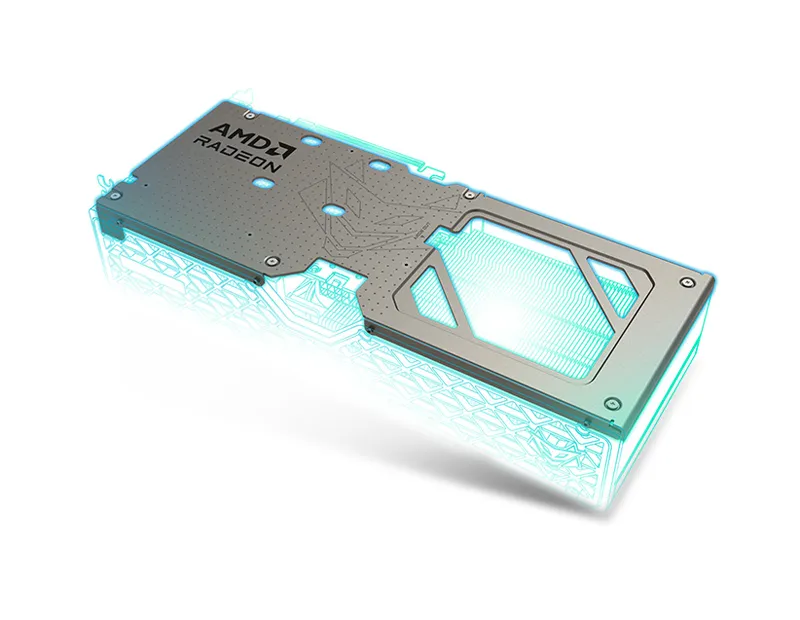 SAPPHIRE RX 9060 XT Graphics Card Tough Metal Backplate Sturdy Aluminum Backplate of SAPPHIRE RX 9060 XT