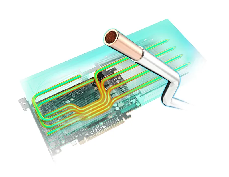 Optimized Heatpipe Cooling for Maximum GPU Efficiency Composite Heatpipe Cooling System in Sapphire RX 9060 XT