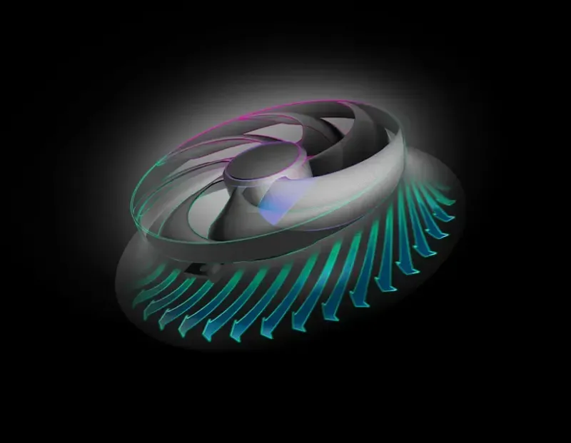 AeroCurve fan blades designed for increased airflow and reduced noise levels