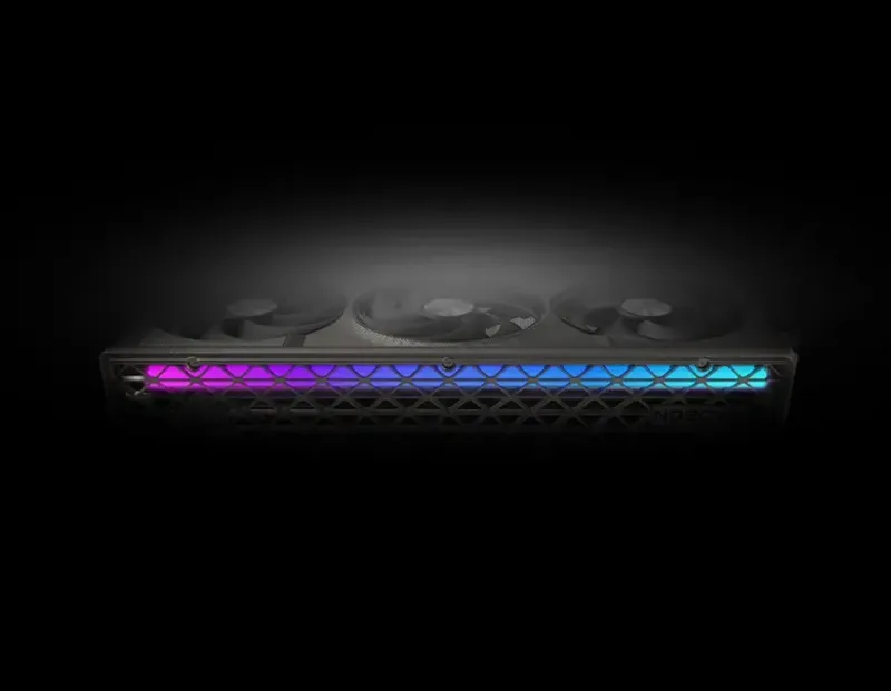Customizable ARGB light bar on the graphics card shroud