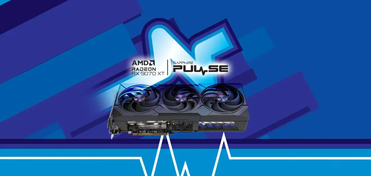SAPPHIRE PULSE AMD Radeon RX 9070 XT Graphics Card Side View with Cooling System