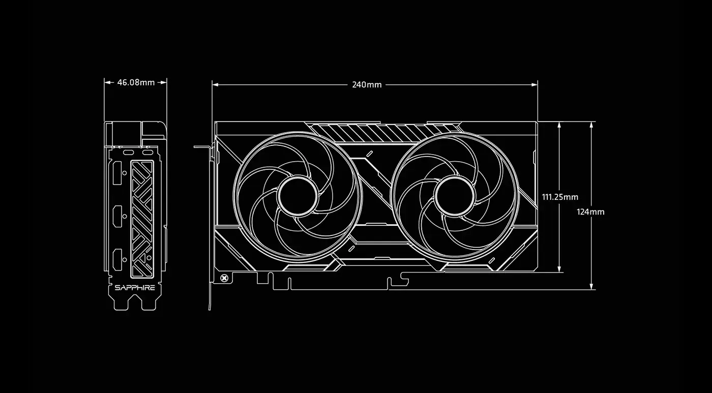 SAPPHIRE RX 9070 XT – High-Performance AMD Gaming GPU with Cooling Design Sapphire Pulse AMD Radeon RX 9070 XT <strong>Top View</strong> with Cooling System