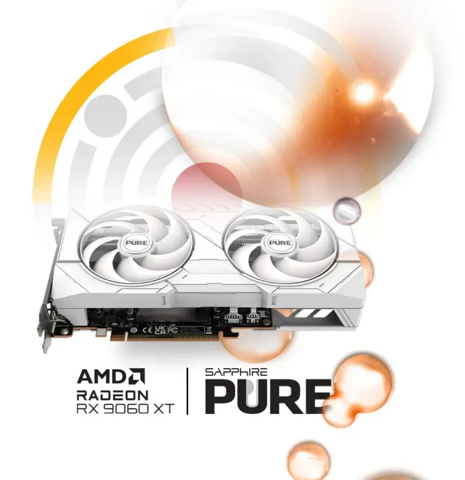 SAPPHIRE RX 9060 XT 16GB White Gaming Graphics Card | Evetech