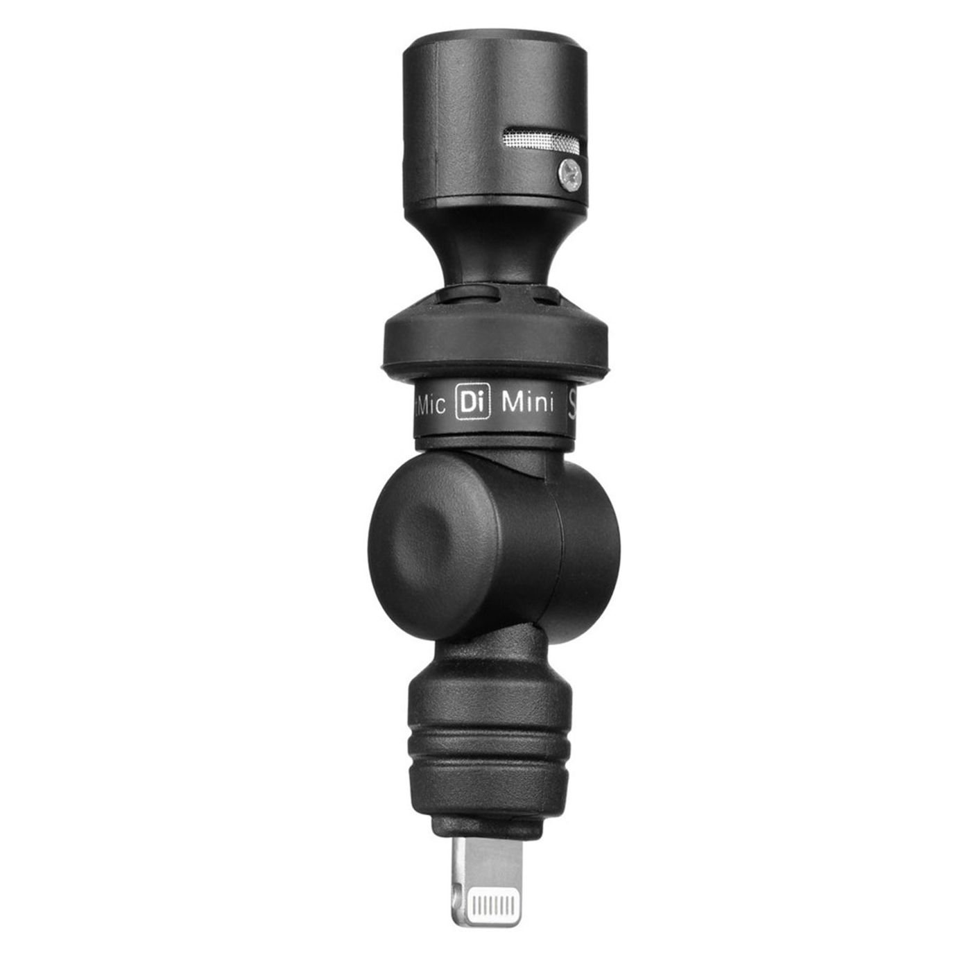 Saramonic SmartMic Di Mini condenser microphone shown with its Lightning connector