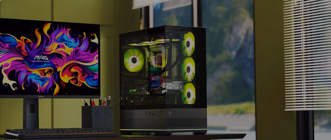 MAG PANO 110R Series case with a 270-degree panoramic glass display for ARGB builds