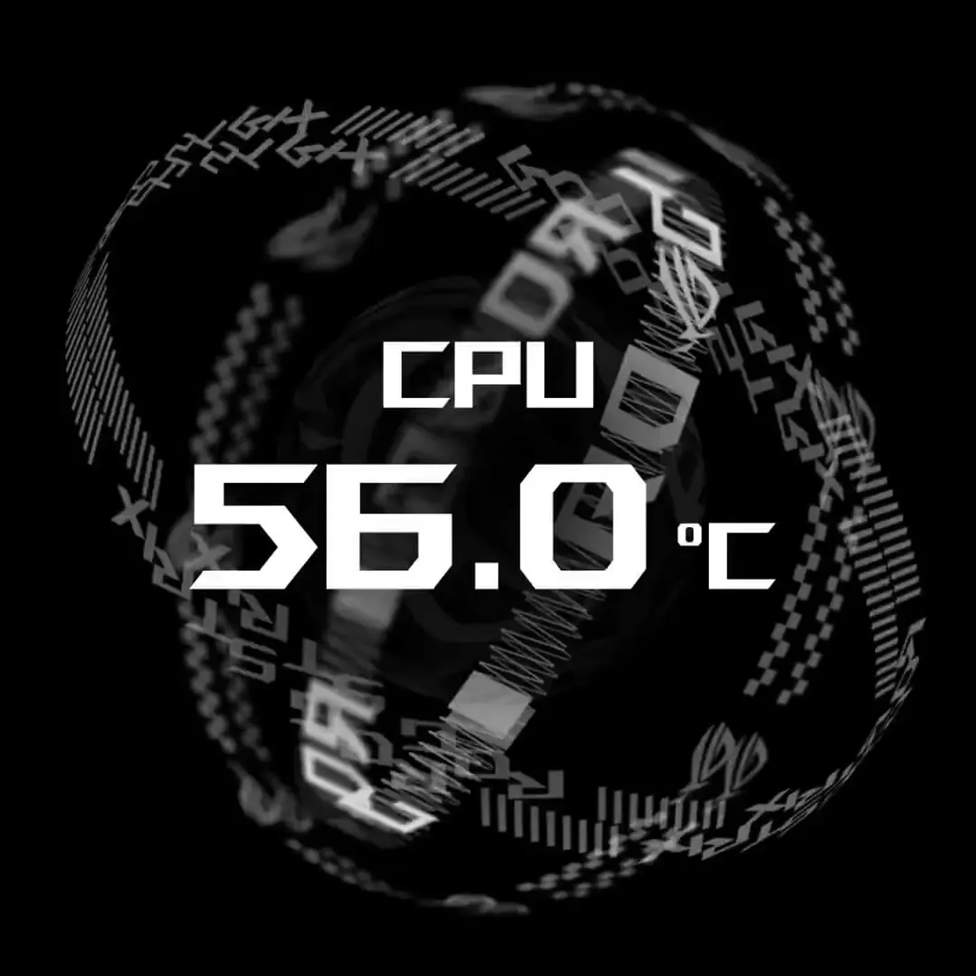 LCD screen video poster showing customizable system stats and animations