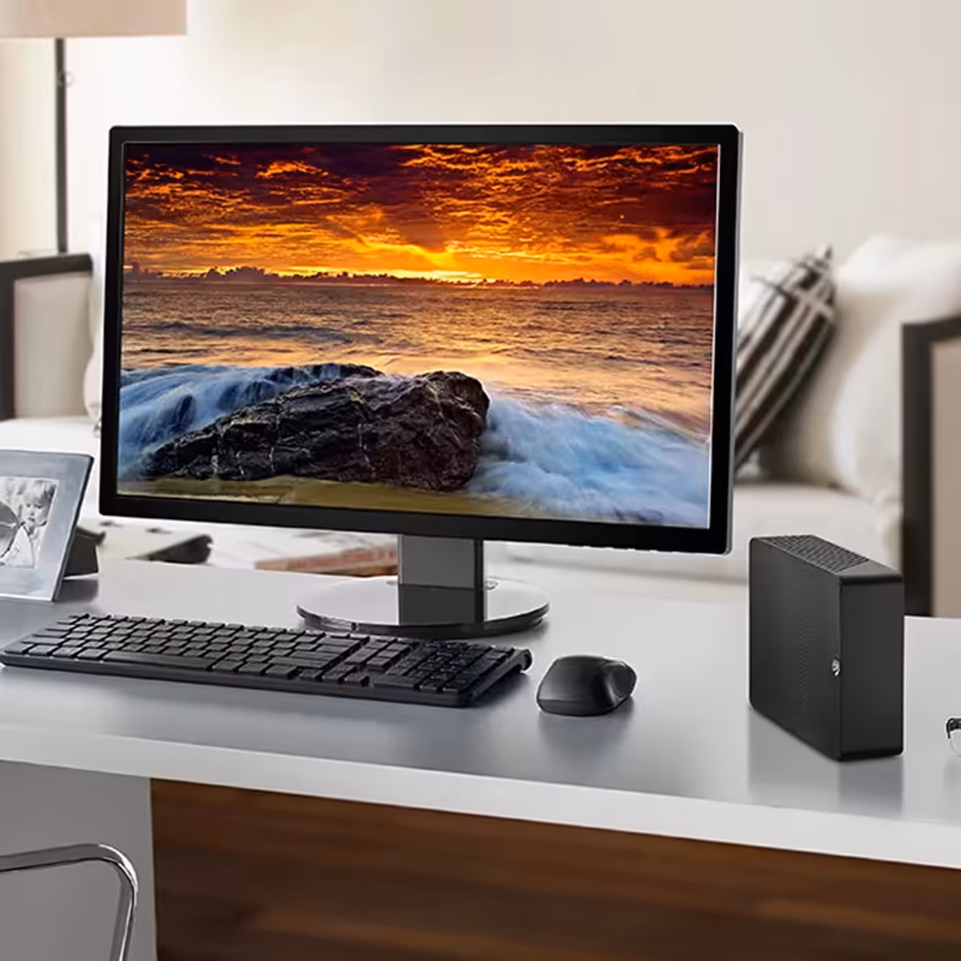 Seagate Expansion 16TB external hard drive setup with USB 3.0 cable