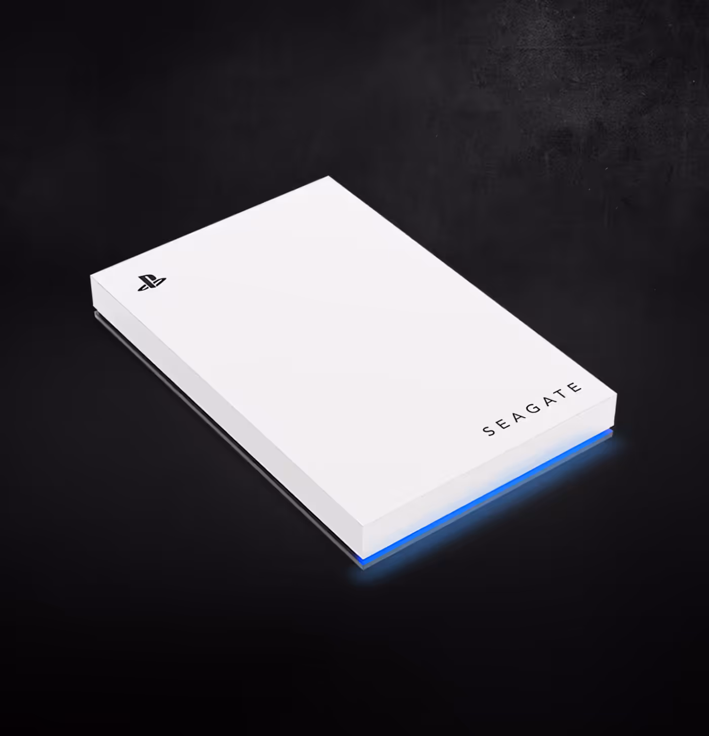 Seagate gaming drive featuring blue LED lighting for gaming setups