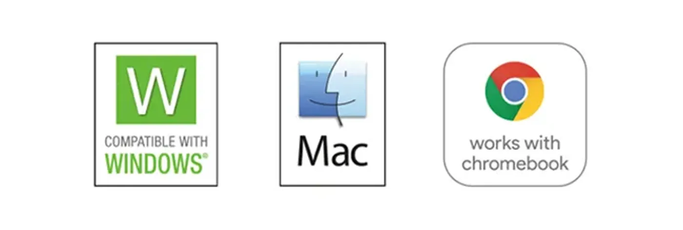 Seagate Expansion drive shown with Windows, Mac and ChromeOS devices
